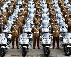 Sri Lankan policemen stand next to their...Sri Lankan policemen stand next to their new motorcycles at a ceremony in Colombo on July 1, 2014 marking the official distribution of 279 high-powered units to traffic constables across the country.  The 600cc Yamaha bikes were deployed to bolster traffic police in a country where over 2,500 people are killed annually in road accidents, making Sri Lankan roads among the worlds deadliest.  AFP PHOTO/ Ishara S. KODIKARAIshara S.KODIKARA/AFP/Getty Images